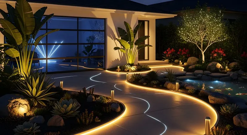 Installation de lumières de pavé par des électriciens